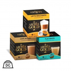 Aroma Gold Dolce Gusto®* CAFÉ AU LAIT + FLAT WHITE + LATTE MACCHIATO kapsulės, 3 x 16 kaps.